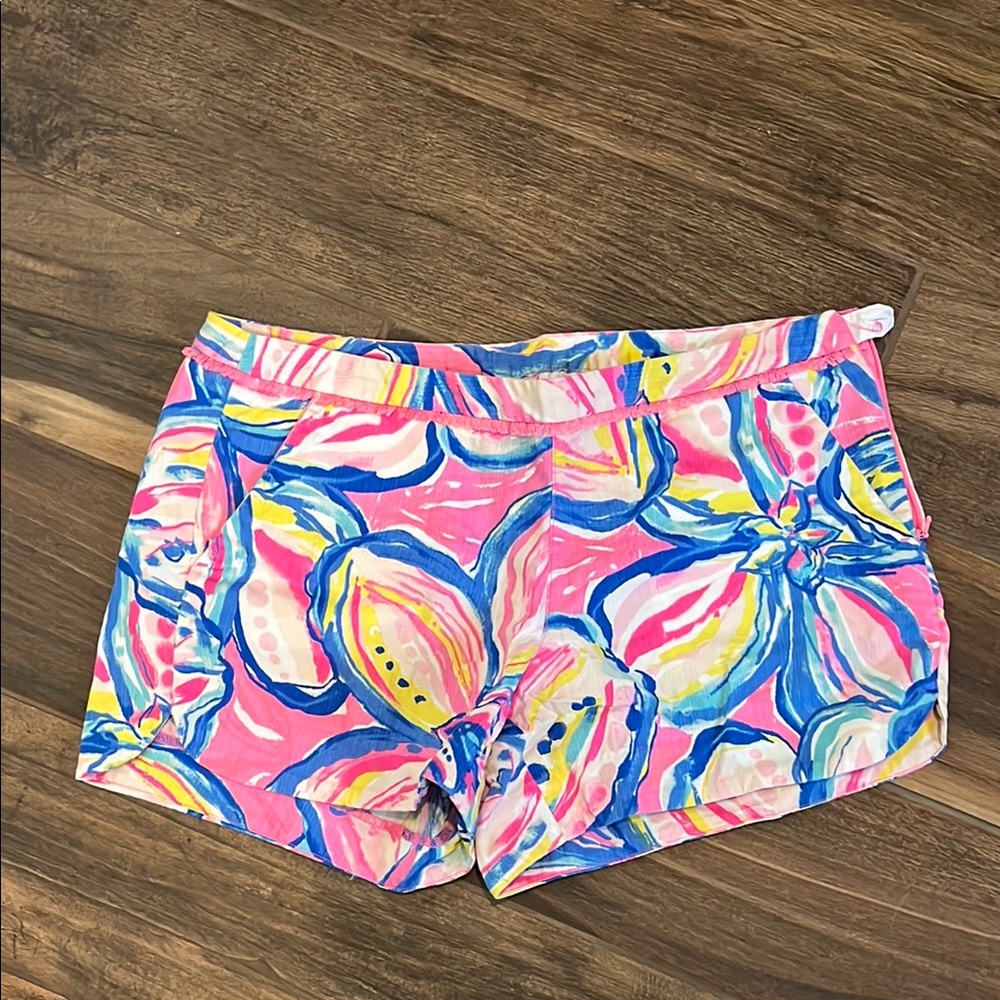 Lilly Pulitzer Pink and Blue Floral Athletic Shorts